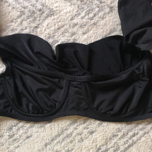 3 For $25 Flirty Black Studded Ruffle Flutter Straps Bikini Top - Picture 5 of 8